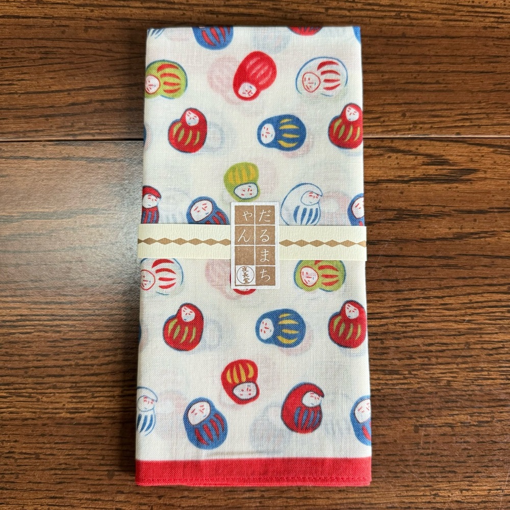 💰SOLD💰 Yonagado Large Handkerchief Daruma-Chan Fabric Cotton Japan 22.5"